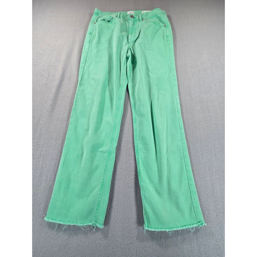 J.Jill Denim Jeans Womens 6T Green High-Rise Straight-Leg Crop Raw Hem Stretch